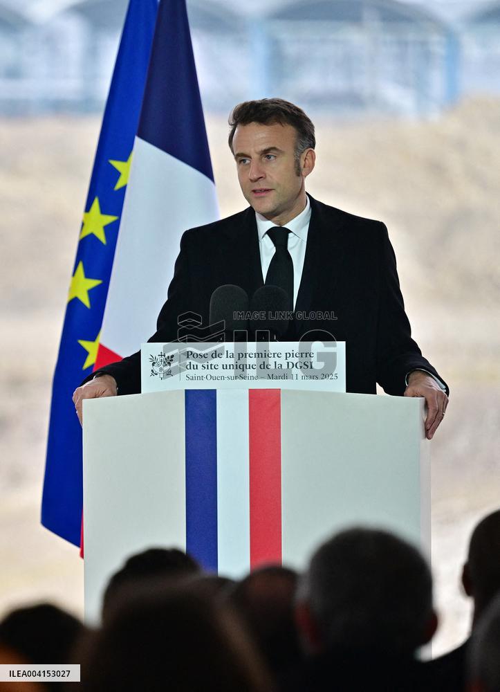 President Macron Lays The Foundation Stone For The New DGSI Site - Saint-Ouen