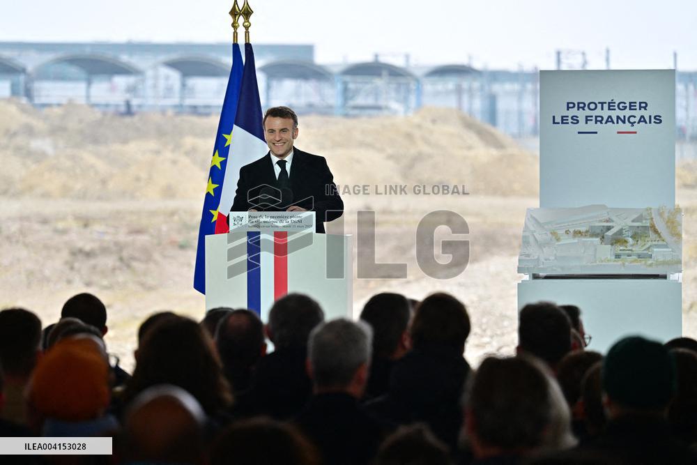 President Macron Lays The Foundation Stone For The New DGSI Site - Saint-Ouen
