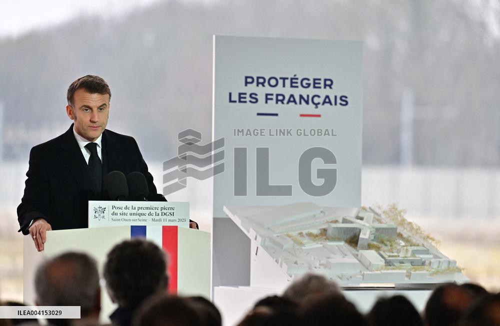 President Macron Lays The Foundation Stone For The New DGSI Site - Saint-Ouen