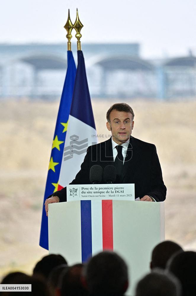 President Macron Lays The Foundation Stone For The New DGSI Site - Saint-Ouen