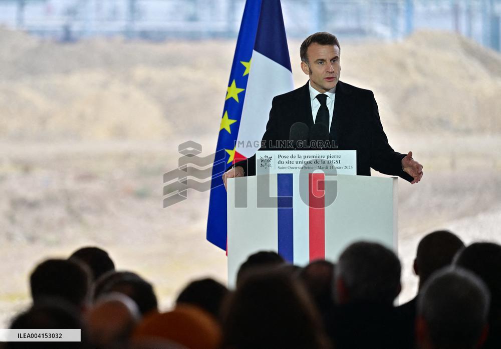 President Macron Lays The Foundation Stone For The New DGSI Site - Saint-Ouen