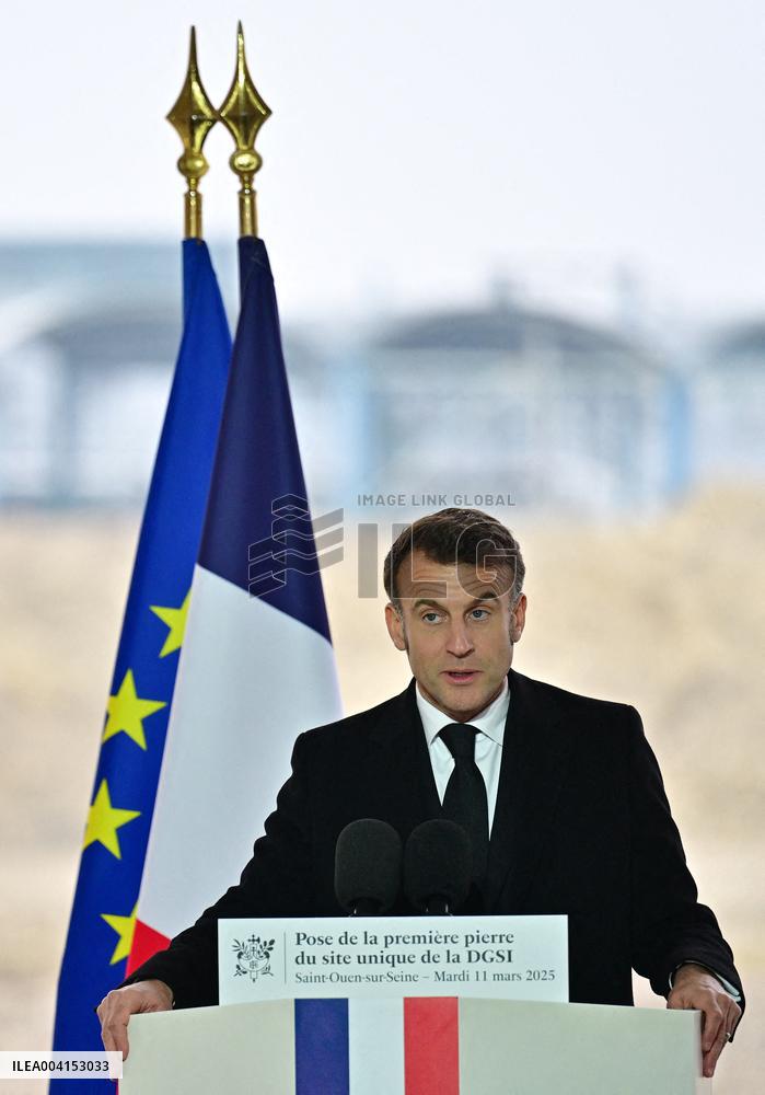 President Macron Lays The Foundation Stone For The New DGSI Site - Saint-Ouen