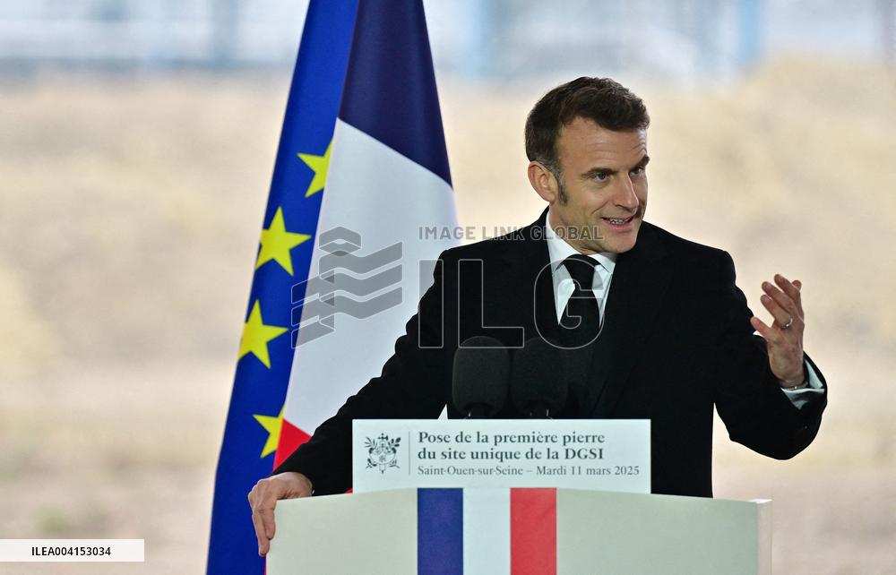 President Macron Lays The Foundation Stone For The New DGSI Site - Saint-Ouen