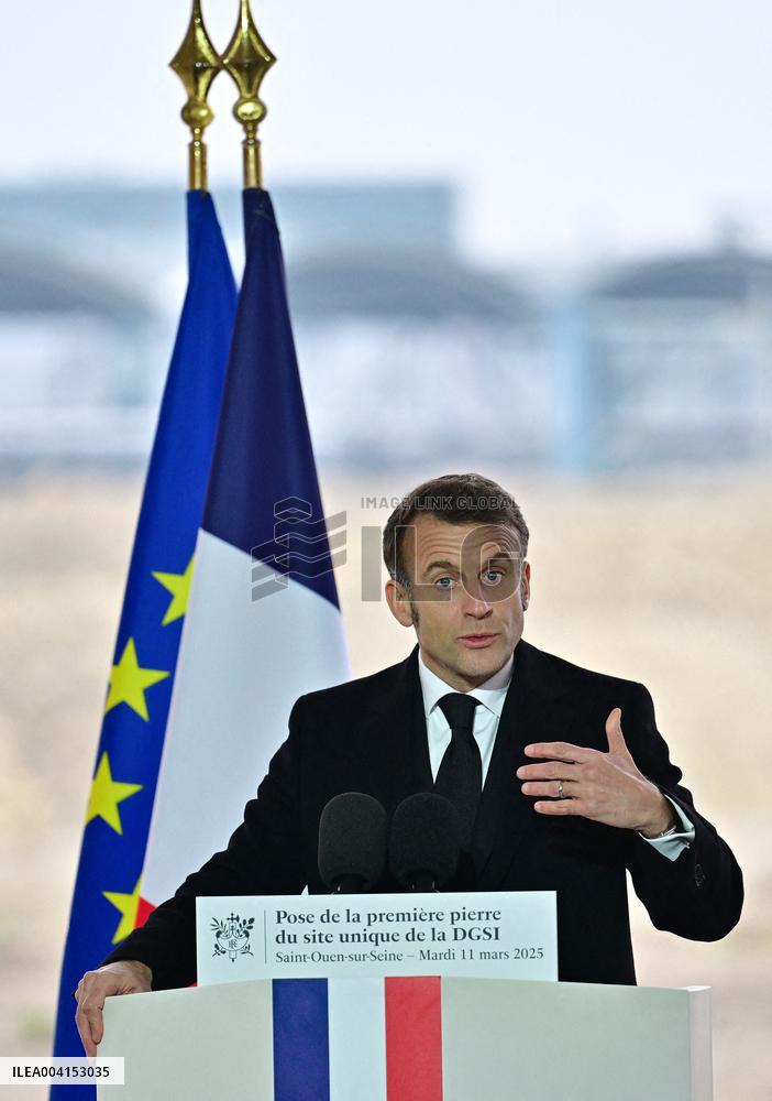 President Macron Lays The Foundation Stone For The New DGSI Site - Saint-Ouen
