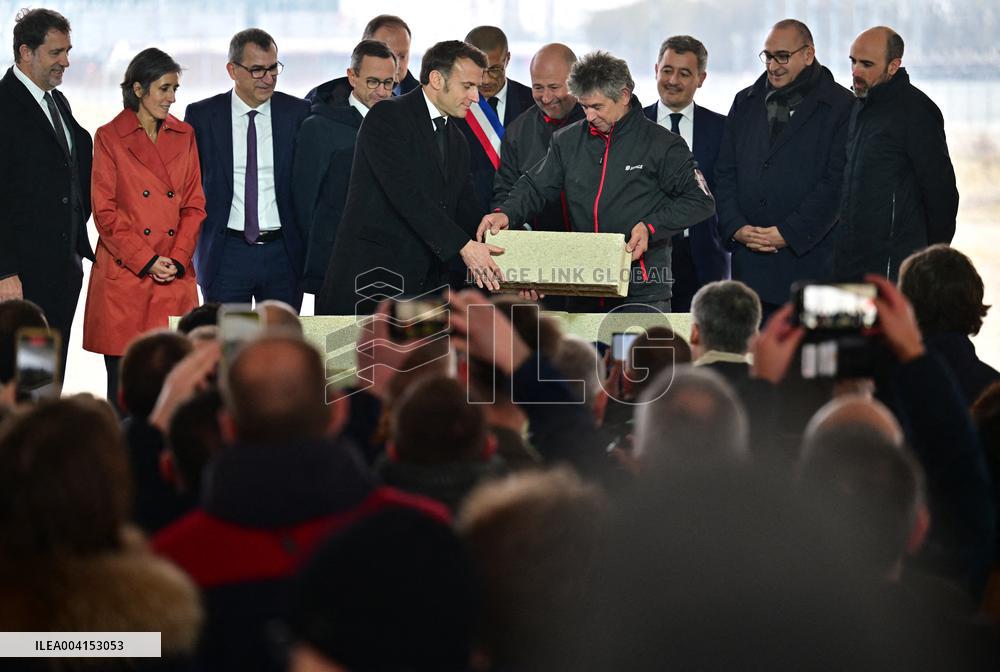 President Macron Lays The Foundation Stone For The New DGSI Site - Saint-Ouen