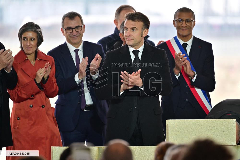 President Macron Lays The Foundation Stone For The New DGSI Site - Saint-Ouen
