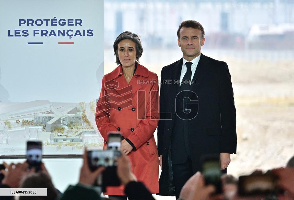 President Macron Lays The Foundation Stone For The New DGSI Site - Saint-Ouen