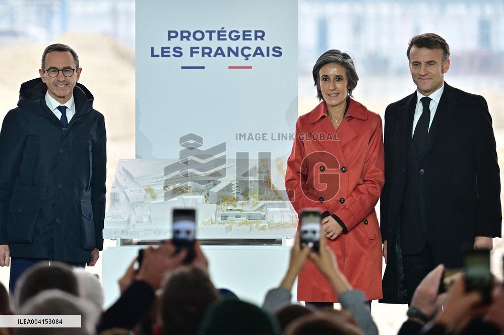 President Macron Lays The Foundation Stone For The New DGSI Site - Saint-Ouen