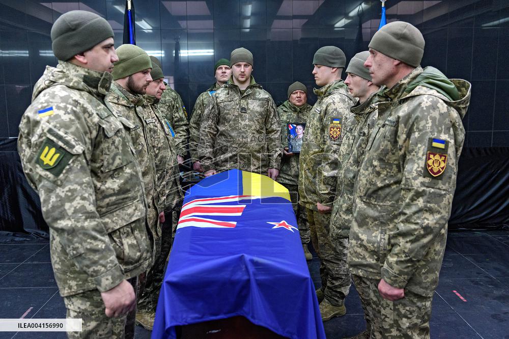 Memorial ceremony for Ukraines International Legion serviceman Dominic Bryce Abelen in Kyiv
