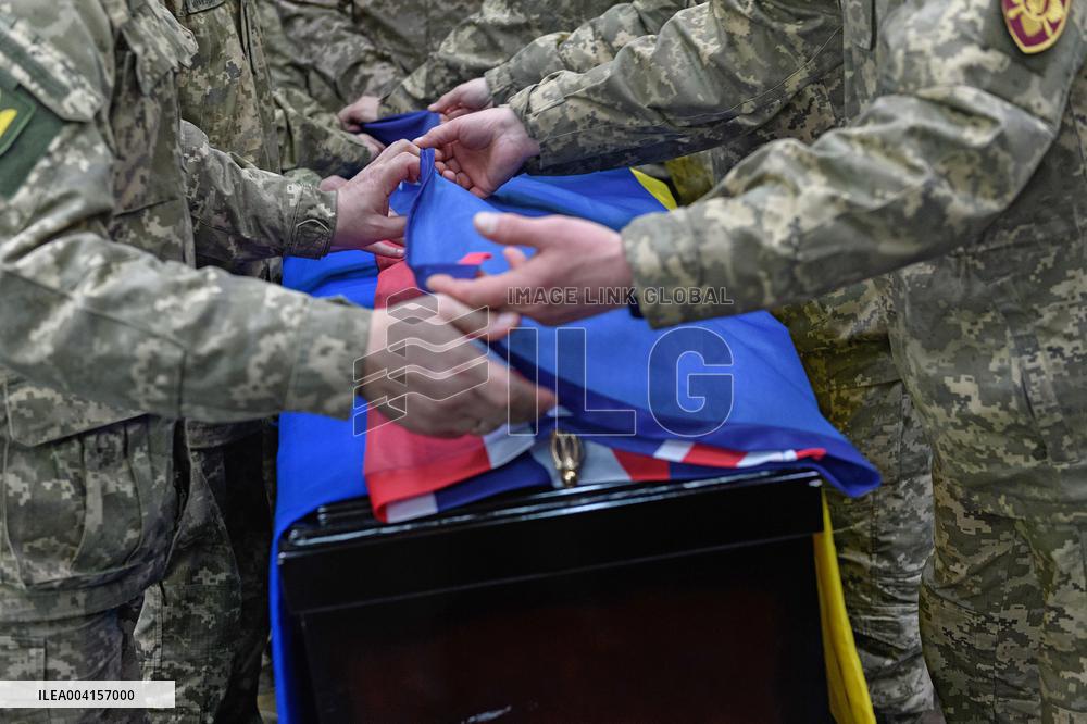 Memorial ceremony for Ukraines International Legion serviceman Dominic Bryce Abelen in Kyiv
