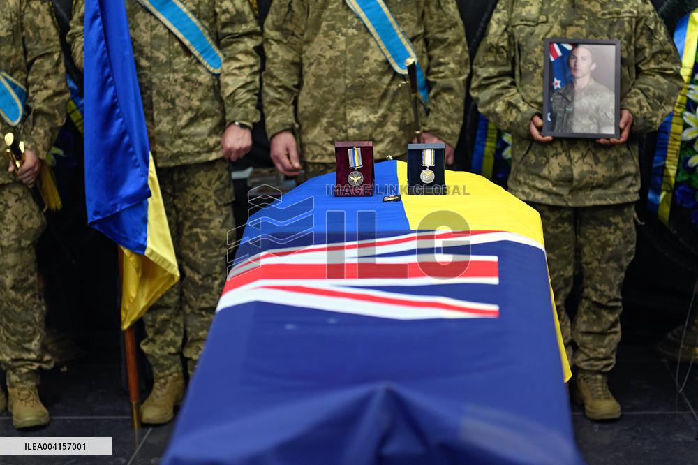 Memorial ceremony for Ukraines International Legion serviceman Dominic Bryce Abelen in Kyiv
