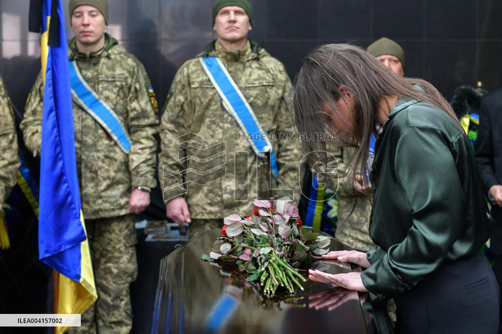 Memorial ceremony for Ukraines International Legion serviceman Dominic Bryce Abelen in Kyiv