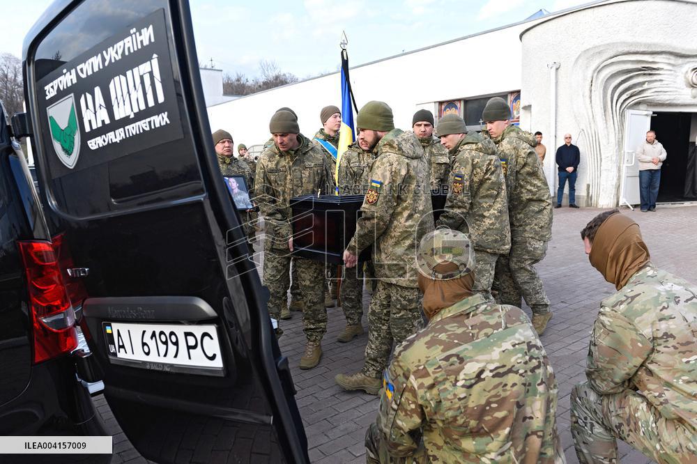 Memorial ceremony for Ukraines International Legion serviceman Dominic Bryce Abelen in Kyiv