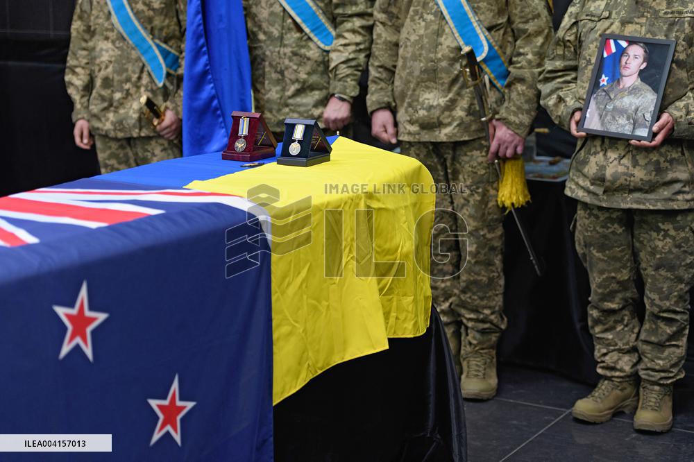 Memorial ceremony for Ukraines International Legion serviceman Dominic Bryce Abelen in Kyiv