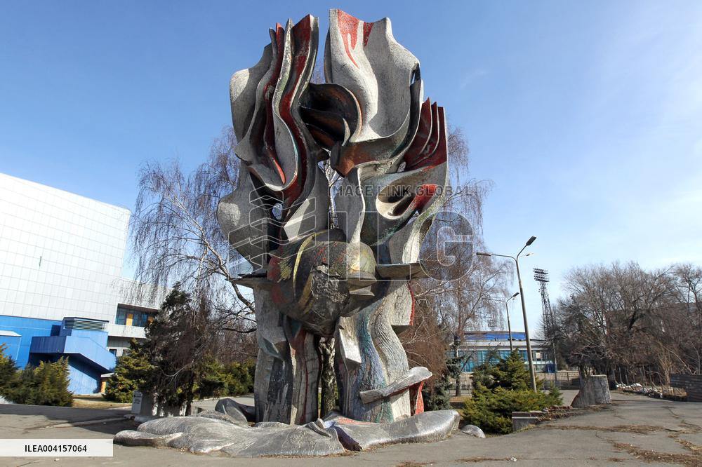 Meteorite sculpture in Dnipro