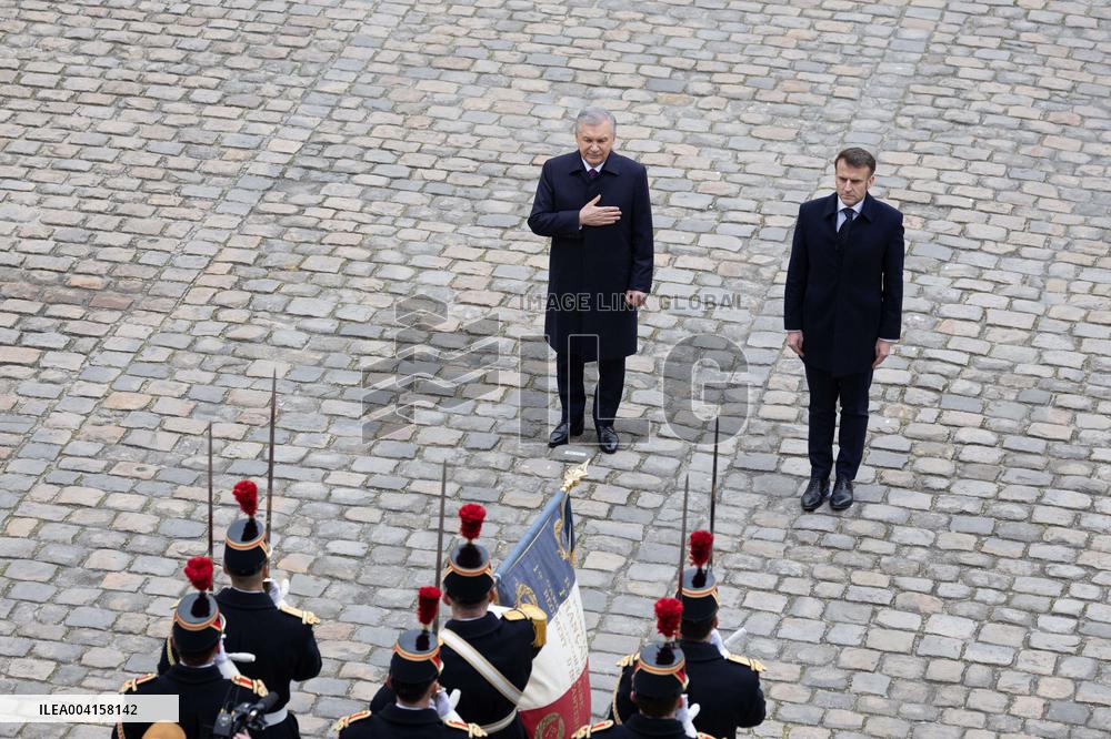 Welcome Ceremony of Uzbekistan President at the Invalides - Paris
