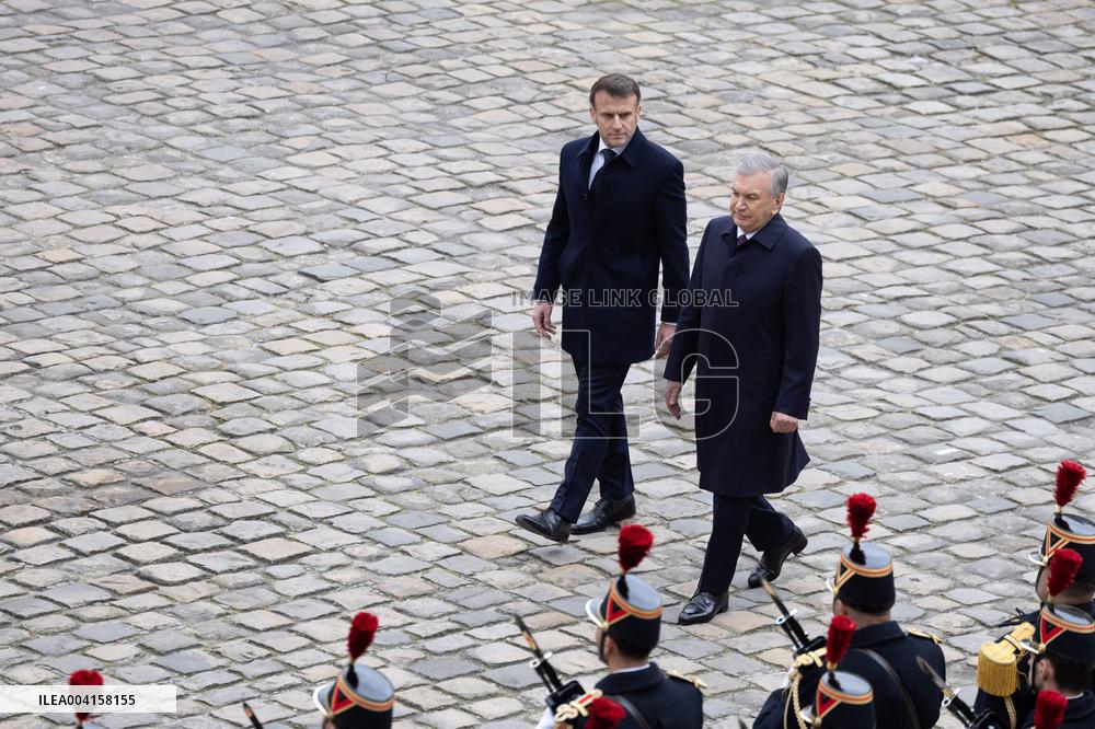 Welcome Ceremony of Uzbekistan President at the Invalides - Paris