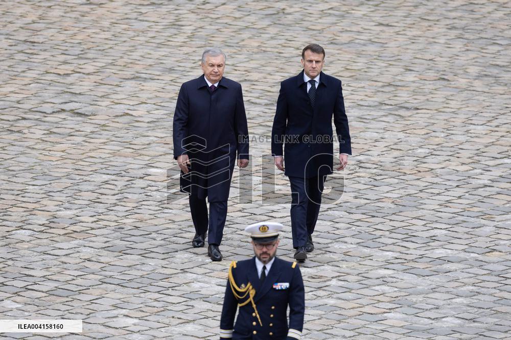 Welcome Ceremony of Uzbekistan President at the Invalides - Paris