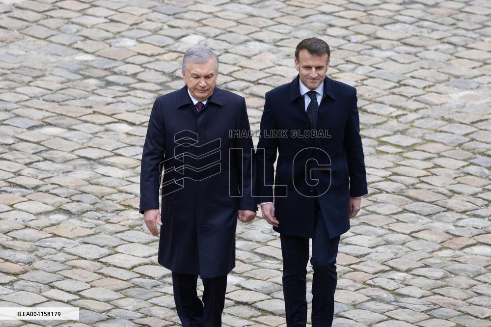 Welcome Ceremony of Uzbekistan President at the Invalides - Paris