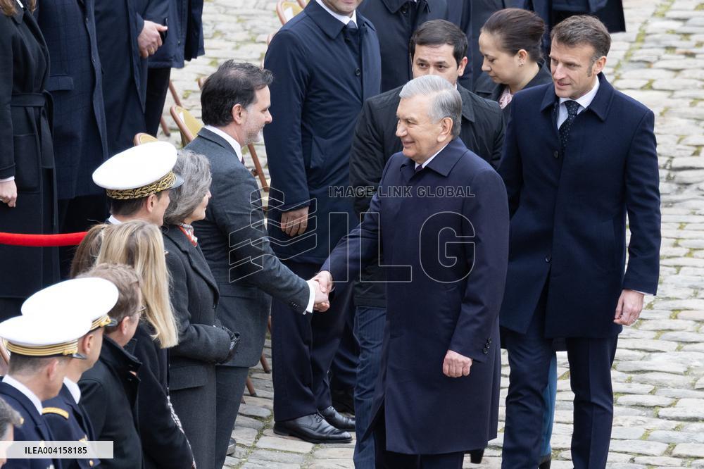 Welcome Ceremony of Uzbekistan President at the Invalides - Paris