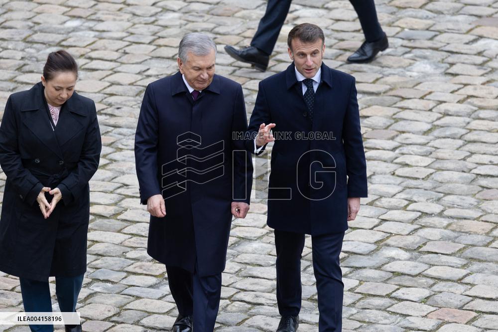 Welcome Ceremony of Uzbekistan President at the Invalides - Paris
