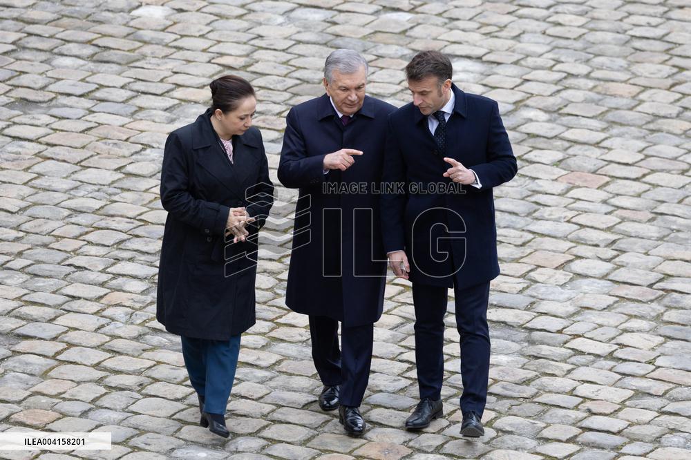 Welcome Ceremony of Uzbekistan President at the Invalides - Paris
