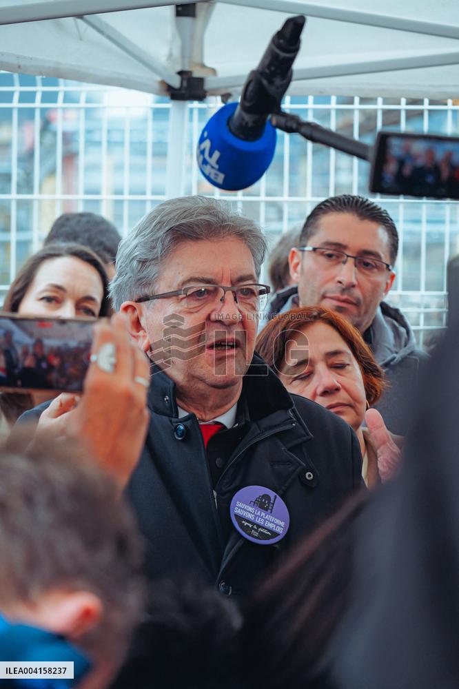 Melenchon Meets Union Members of The Vencorex Chemical Plant - Pont-de-Claix