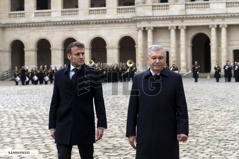 Welcome Ceremony of Uzbekistan President at the Invalides - Paris