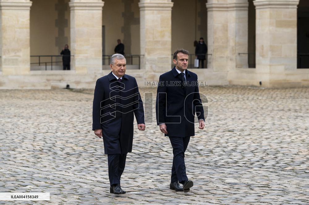 Welcome Ceremony of Uzbekistan President at the Invalides - Paris