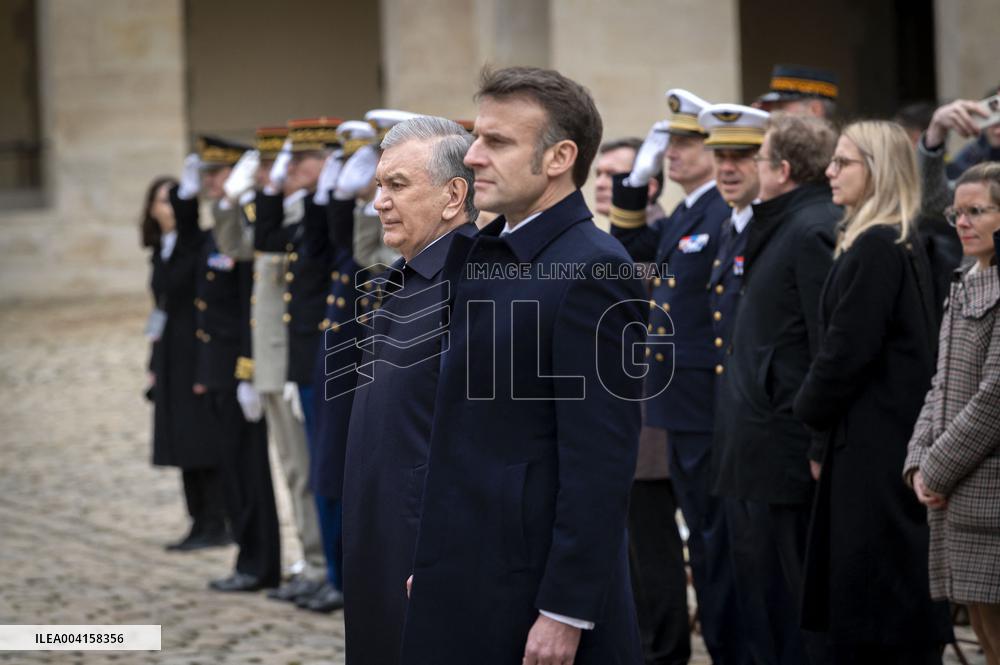 Welcome Ceremony of Uzbekistan President at the Invalides - Paris