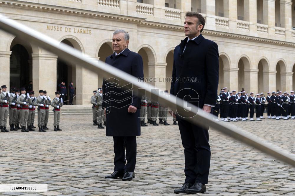 Welcome Ceremony of Uzbekistan President at the Invalides - Paris
