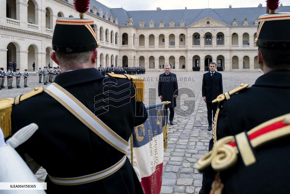 Welcome Ceremony of Uzbekistan President at the Invalides - Paris
