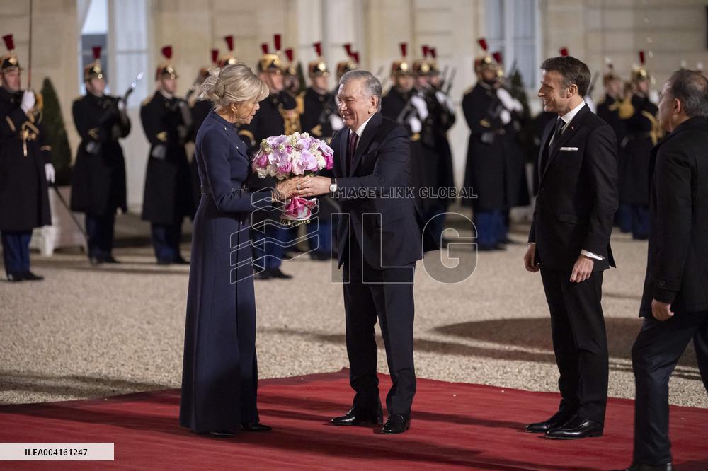 State Dinner For Uzbekistan's President At Elysee Palace - Paris