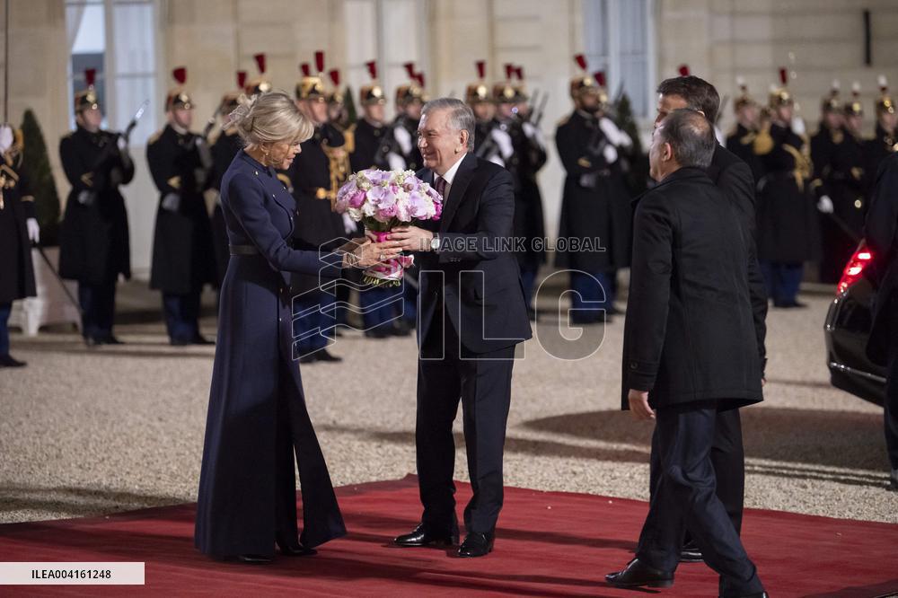 State Dinner For Uzbekistan's President At Elysee Palace - Paris