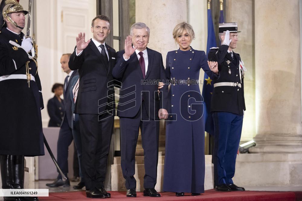 State Dinner For Uzbekistan's President At Elysee Palace - Paris