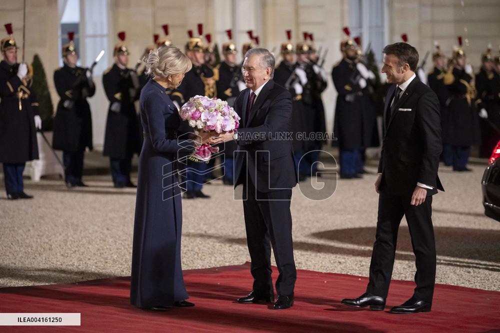 State Dinner For Uzbekistan's President At Elysee Palace - Paris