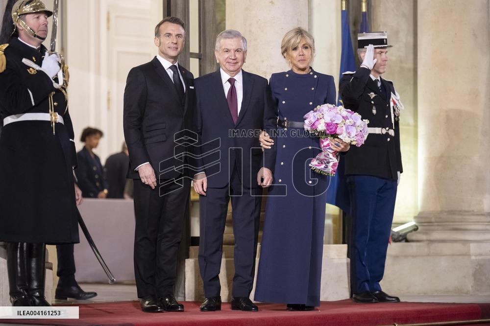 State Dinner For Uzbekistan's President At Elysee Palace - Paris