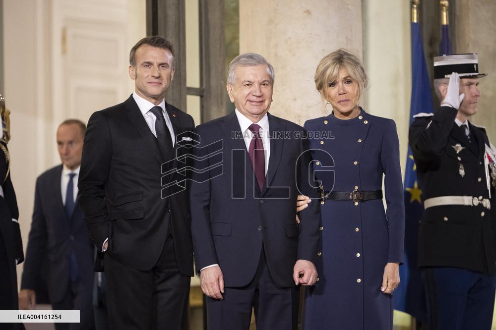 State Dinner For Uzbekistan's President At Elysee Palace - Paris
