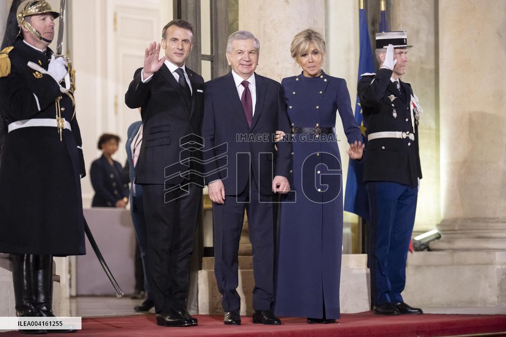 State Dinner For Uzbekistan's President At Elysee Palace - Paris