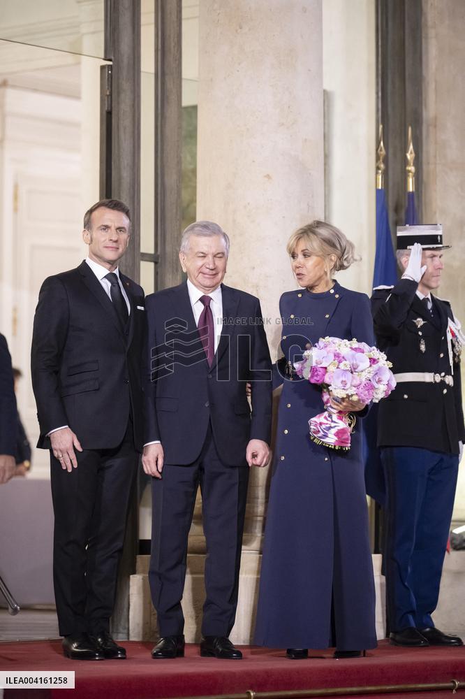 State Dinner For Uzbekistan's President At Elysee Palace - Paris