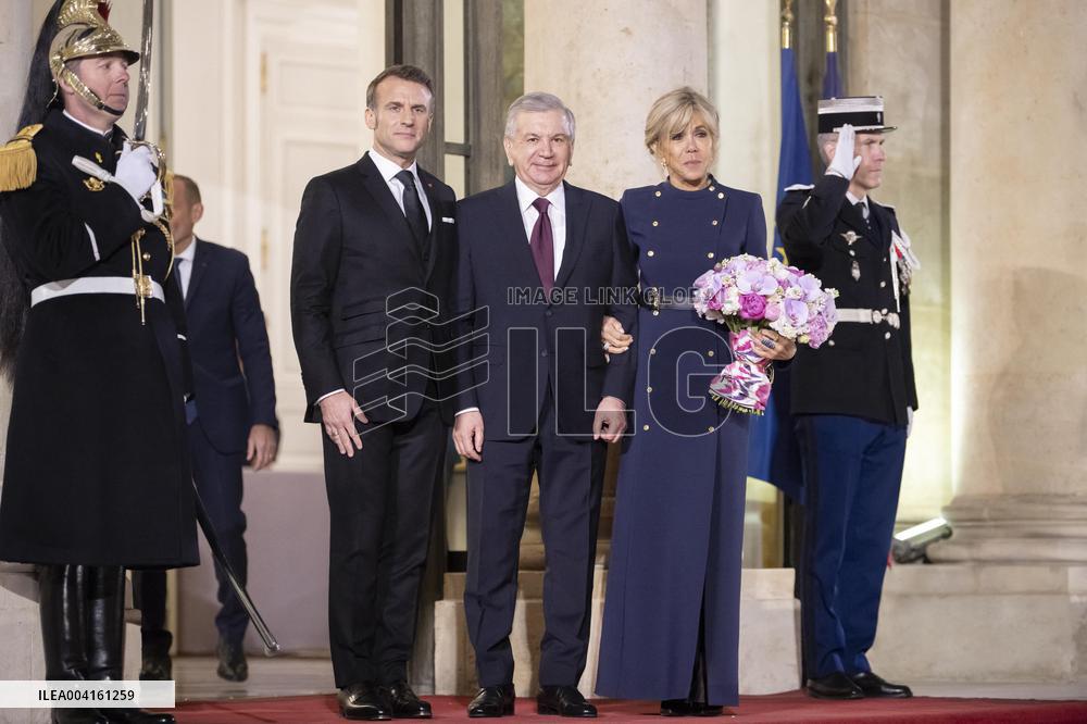 State Dinner For Uzbekistan's President At Elysee Palace - Paris