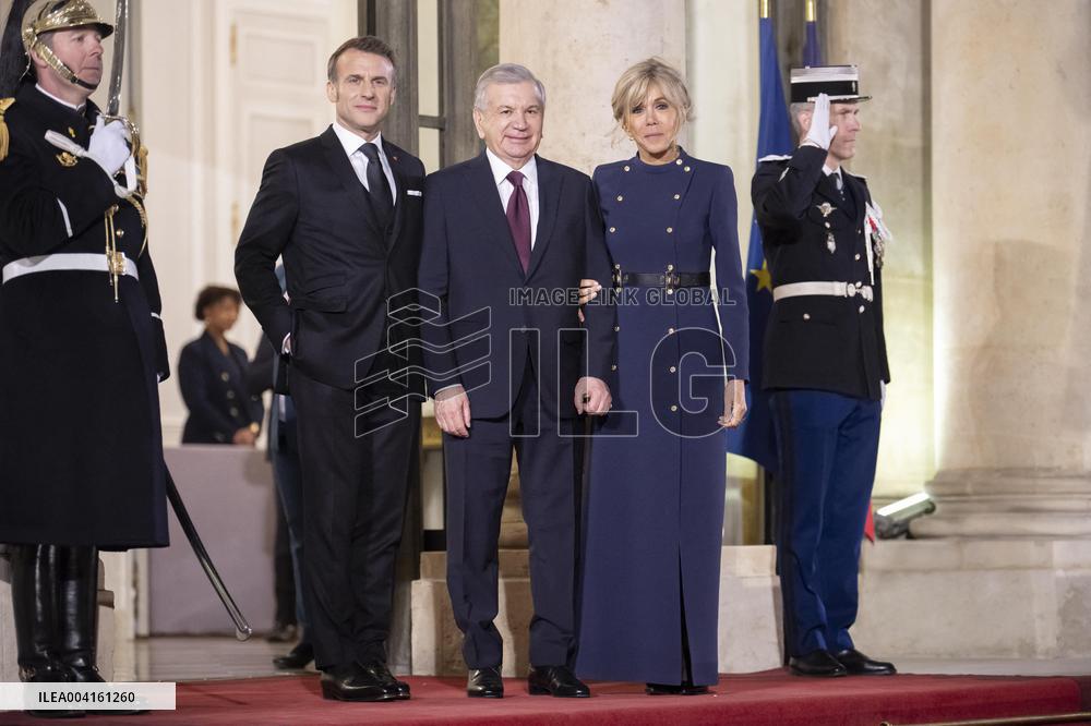 State Dinner For Uzbekistan's President At Elysee Palace - Paris