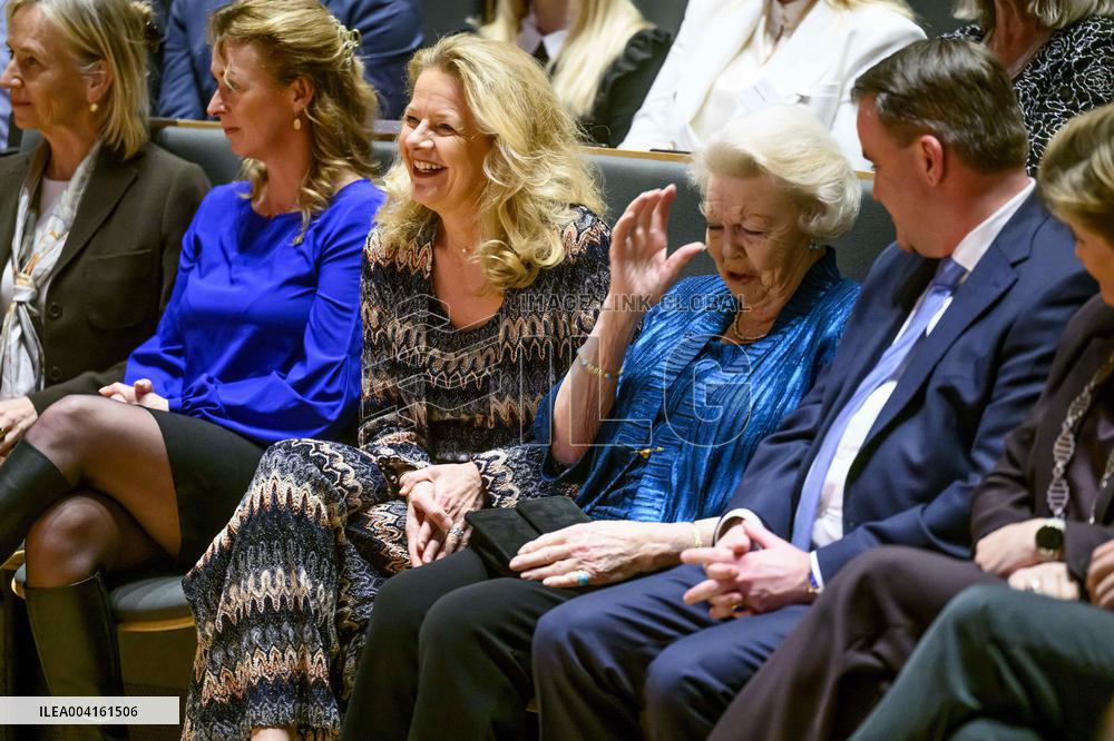 Princess Beatrix and Princess Mabel at the Prince Friso Engineering Award, Den Haag, The Netherlands