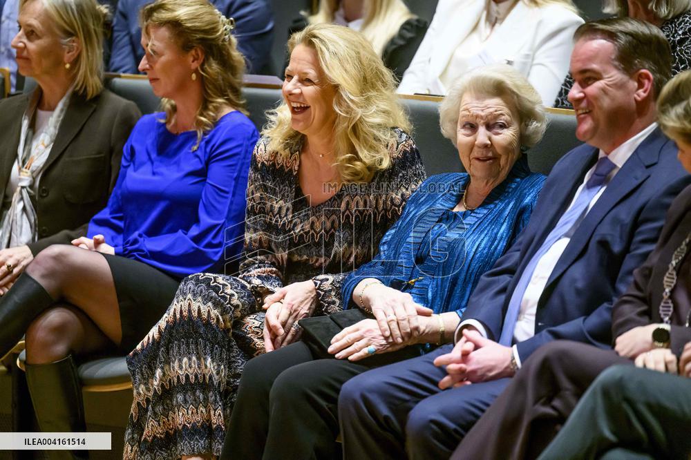 Princess Beatrix and Princess Mabel at the Prince Friso Engineering Award, Den Haag, The Netherlands