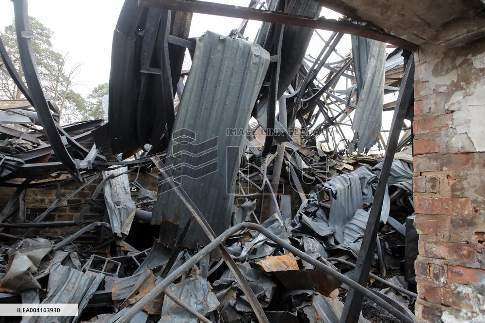 Shahed fragments hit furniture factory in Kyiv region