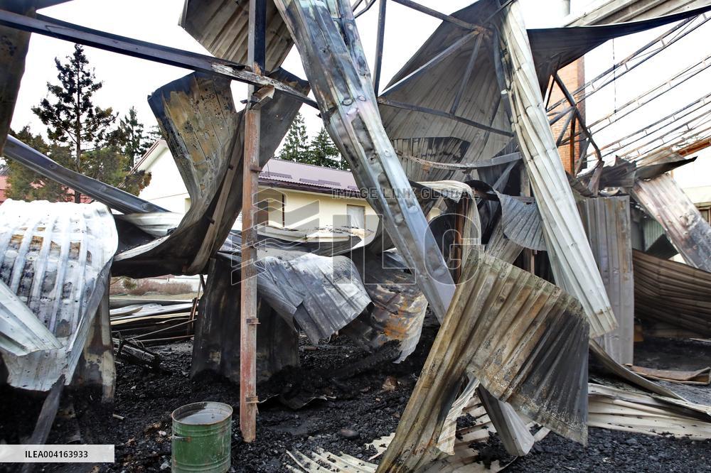 Shahed fragments hit furniture factory in Kyiv region