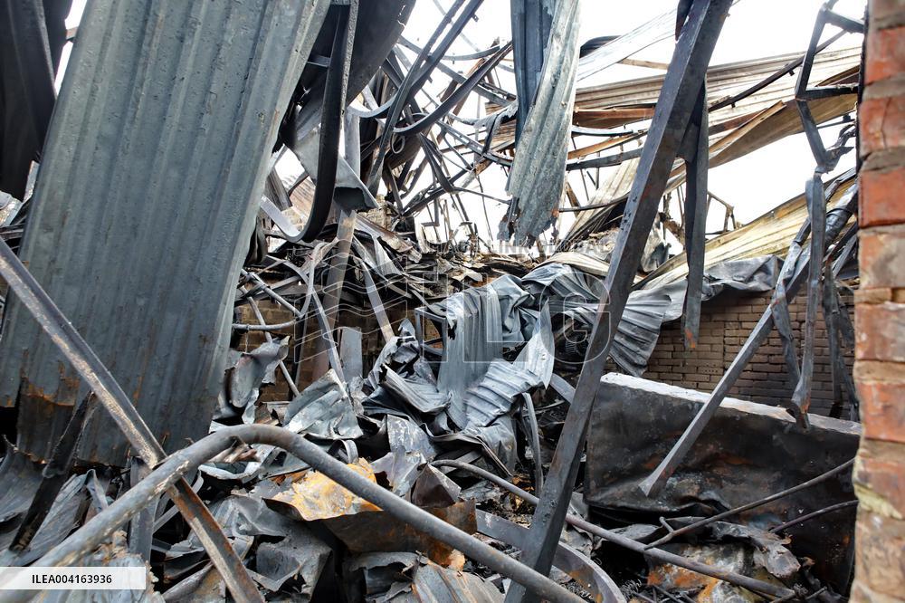 Shahed fragments hit furniture factory in Kyiv region