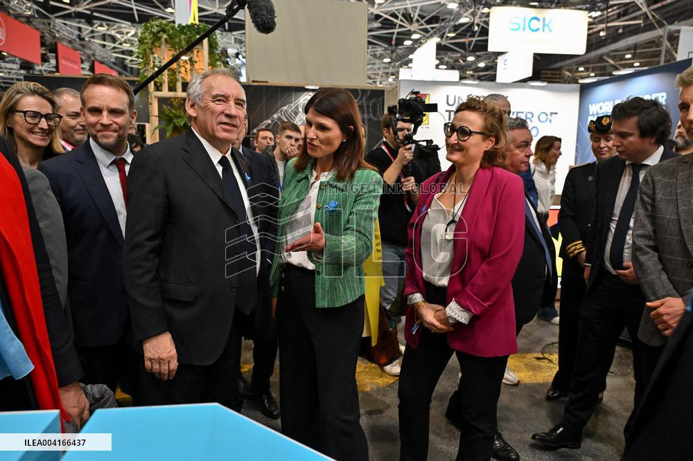 Francois Bayrou Visits Global Industrie Trade Fair - Lyon