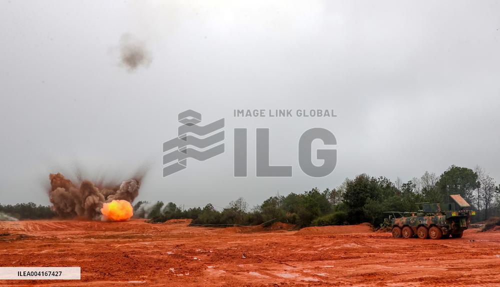 Comprehensive Mine Sweeping Vehicle Live Ammunition Obstacle Breaking Training