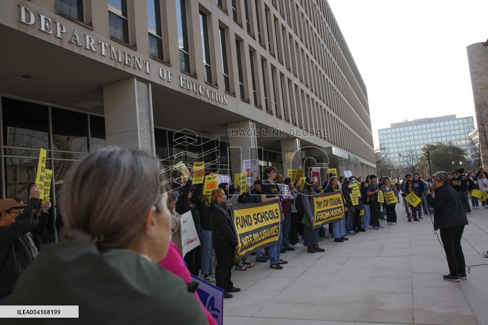 Protest Outside US Department Of Education - Washington
